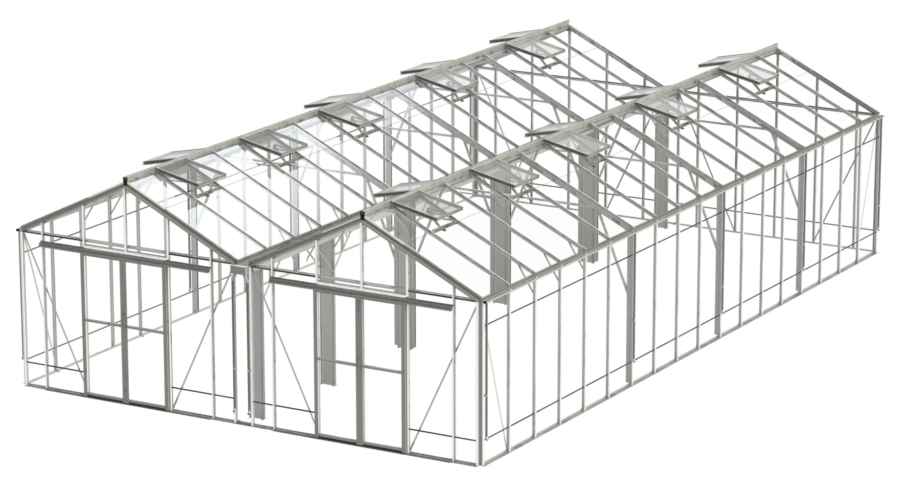 Rosette Double Reach 21'8" Wide greenhouse 21 x 36