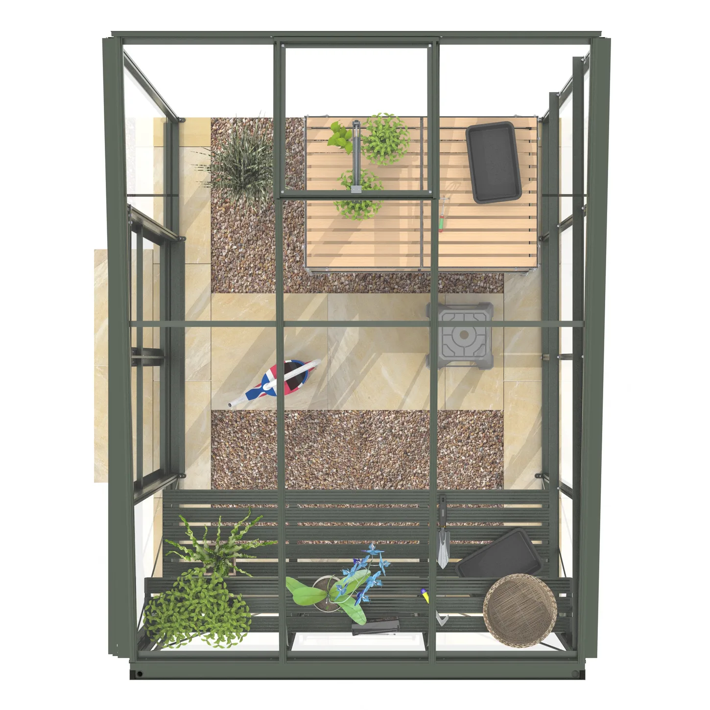 Robinsons Lean To 8'5" Wide Greenhouse top view