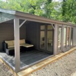 Breckland Heritage Summerhouse with shed section, open section and painted in Carbon - 22 x 10