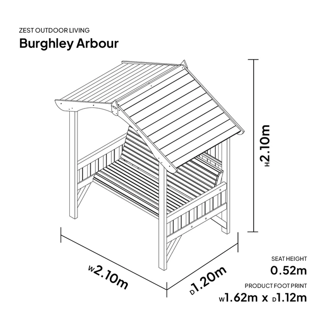 Zest Burghley Arbour Measurements