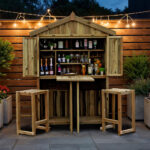 Zest Garden Bar & 2 Stool Set Night time photo