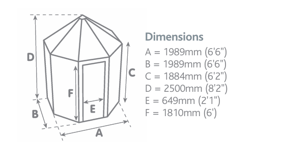 Alton Octagonal 6 x 6 Dimension