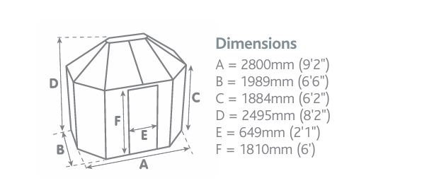 Alton Octagonal 6 x 9 Dimensions
