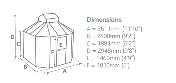 Alton Octagonal 9 x 12 Dimensions