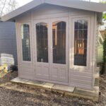 Malvern Tenbury 8 x 8 - 13mm Redwood - Painted Pebble - Square leaded glazing - Black felt- Chrome fittings